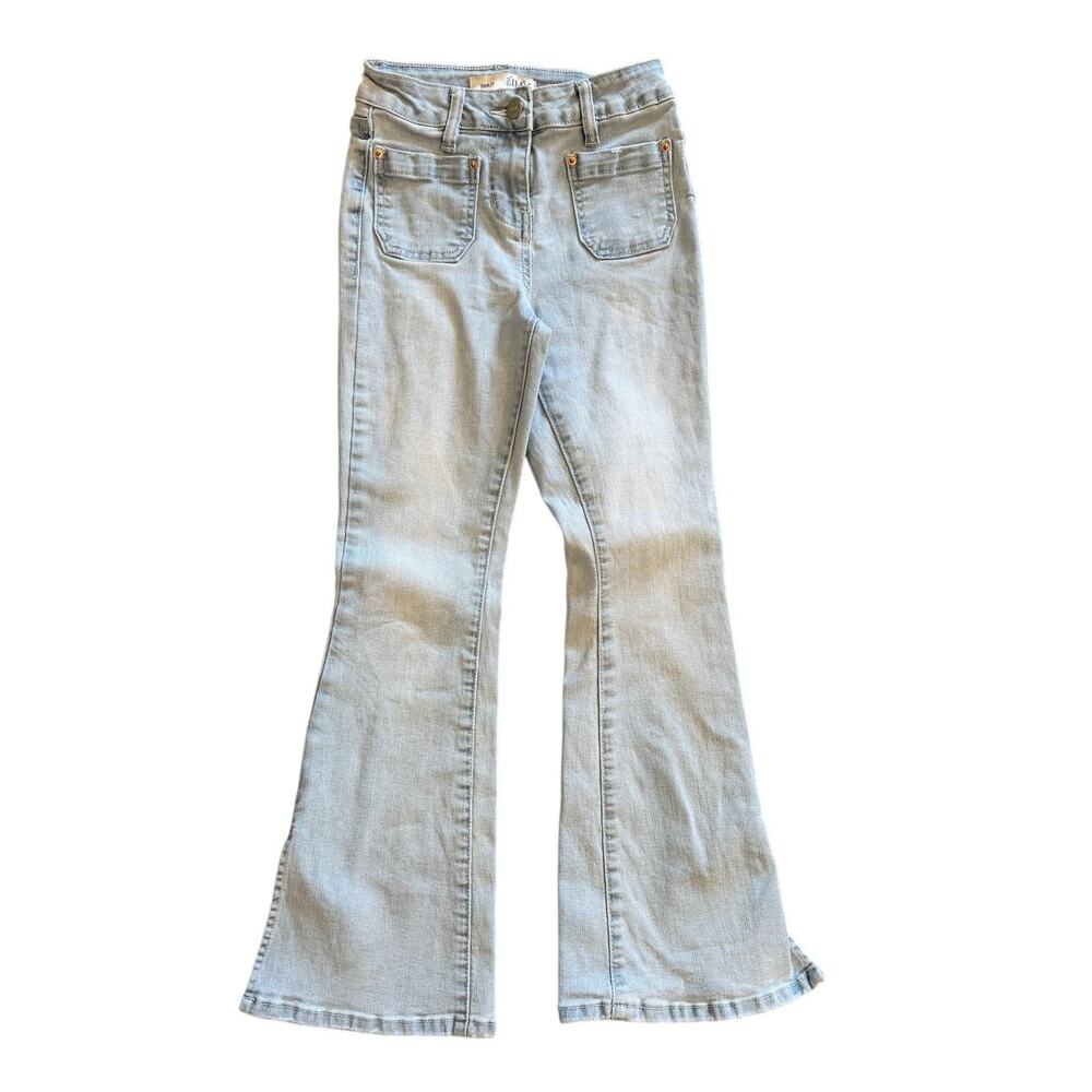 YMI Girls Flare Jeans Size 8 Light Wash High Rise Stretch Denim